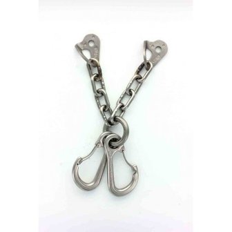 topzekeringspunt &ndash; V-vormige topketting &ndash; twee karabiners 