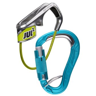 zekerapparaat belay kit &ndash; edelrid &ndash; jul2 inclusief hms karabiner &ndash; grijs/groen en blauw