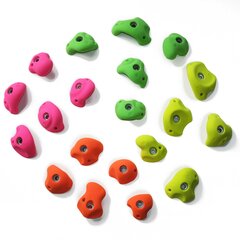 klimgrepen serie fun assorti kleur – maat m – set van 20 – fluo roze, groen, oranje en geel