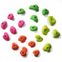 klimgrepen serie fun assorti kleur – maat m – set van 20 – fluo roze, groen, oranje en geel